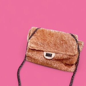 NWOT 3AM Forever Teddy Bear Fur Crossbody Bag – Pink | Gunmetal Chain | Y2K Glam